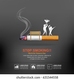 World No Tobacco Day Vector Concept Poster Stop Smoking Template.