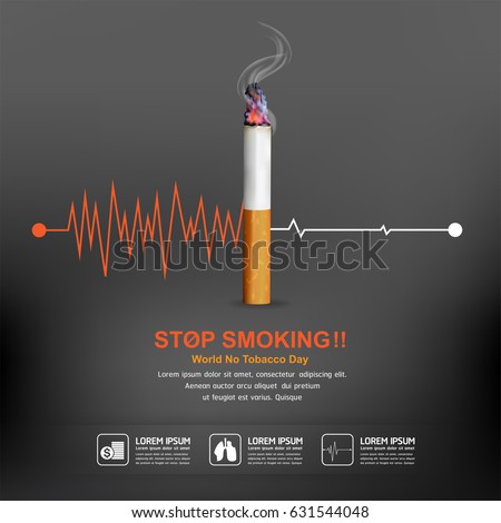 World No Tobacco Day Vector Concept Poster Stop Smoking Template.