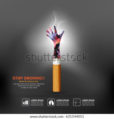 World No Tobacco Day Vector Concept Poster Stop Smoking Template.