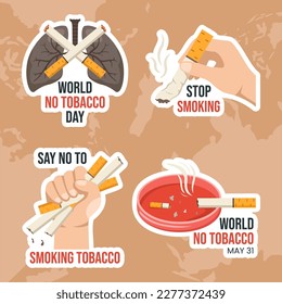 World No Tobacco Day Vertical Poster Flat Cartoon Hand Drawn Templates Background Illustration