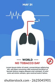 World No Tobacco Day vertical template background with illustration of person smoking cigarette