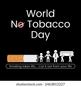 World No-Tobacco Day. World No-Tobacco Day creative ad design, May 31. vector, 3D illustration. Creative Post design. Quit Smoking Concept. Black background