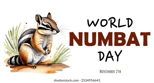 World Numbat Day. Holiday concept. Template for background, banner, card, poster with text inscription