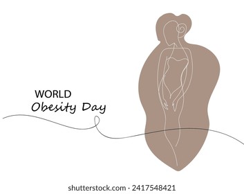  World obesity day continuous line art drawing vector illustration for social media poster banner.
