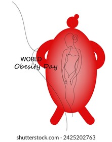  Día mundial de la obesidad arte en línea continua dibujo ilustración vectorial para medios sociales cartel banner.
