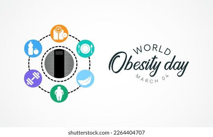 World Obesity day is observed every year on March 4, with the view of promoting practical solutions to end the global obesity crisis. Vector illustration