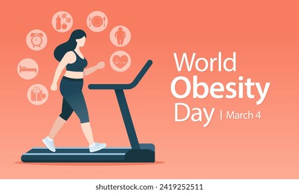 World Obesity day is observed every year on March 4, with the view of promoting practical solutions to end the global obesity crisis. Vector illustration