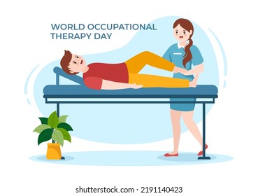 World Occupational Therapy Day Celebration Hand Drawn Cartoon Flat Illustration with Physical Therapists to Maintain and Recover Health