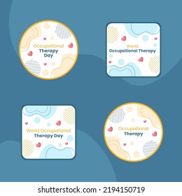World Occupational Therapy Day Label Template Hand Drawn Cartoon Flat Illustration