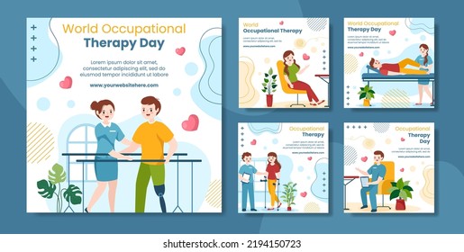World Occupational Therapy Day Social Media Post Template Hand Drawn Cartoon Flat Illustration