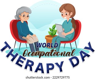 World occupational therapy day text banner design illustration