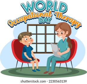 Ilustración del diseño de texto del Día Mundial de la Terapia Profesional