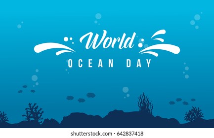 World ocean day background with underwater