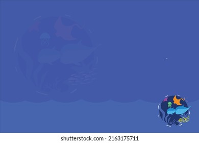 world ocean day background vector. this vector illustrates life under the sea. this image is to commemorate world ocean day, so that everyone cares about the ocean.