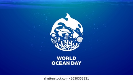 World Ocean Day Background - Vector Illustration Banner For Eco-Awareness Campaigns, Environmental Posters, Nature-Themed Events, Promotions, Social Media post and Web Banner
