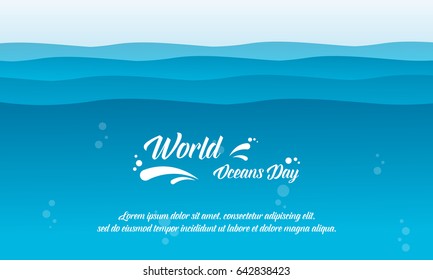 World ocean day background vector flat