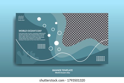 Plantilla de Banner del Día Mundial del Océano