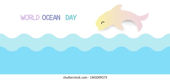 World ocean day banner ,  Vector illustration .