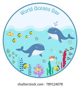 World ocean day. cartoon picture, vector illustration