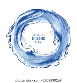 World ocean day celebration on sea ocean wave background