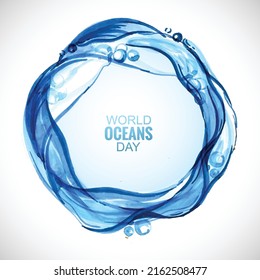 	
World ocean day celebration sea circular wave background