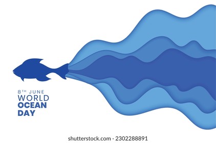 world ocean day concept background protect underwater animal vector