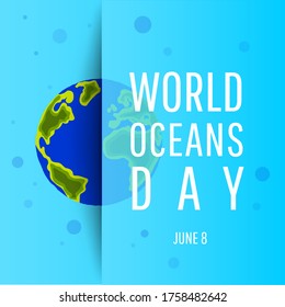World ocean day concept. Save our planet. Flat style vector isolated illustration.