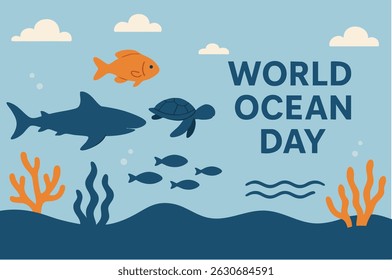 World Ocean Day Cover Poster Template