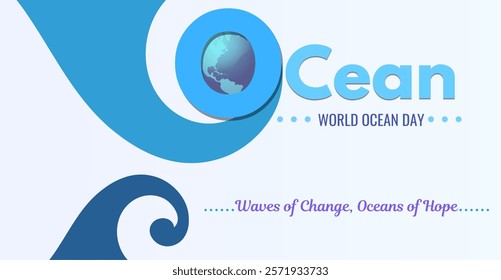 World Ocean Day, creative celebration banner