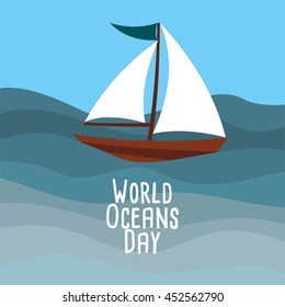 World Ocean Day Design Template. Vector Illustration, Flat Style Design