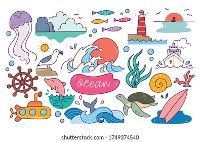 World ocean day doodle element