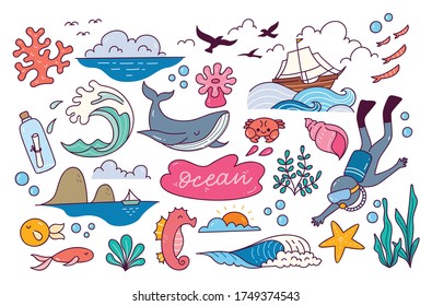 World ocean day doodle element