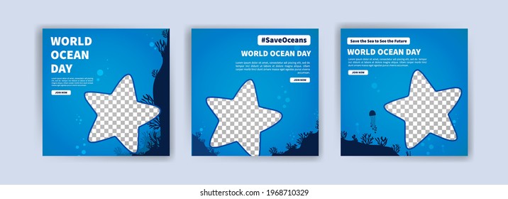 World Ocean Day. Education on the importance of protecting the oceans. Banner vector for social media ads, web ads, business messages, discount flyers and big sale banners.