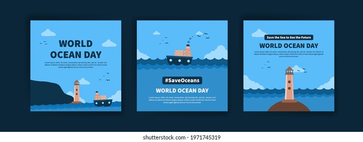 World Ocean Day. Education on the importance of protecting the oceans. Banner vector for social media ads, web ads, business messages, discount flyers and big sale banners.