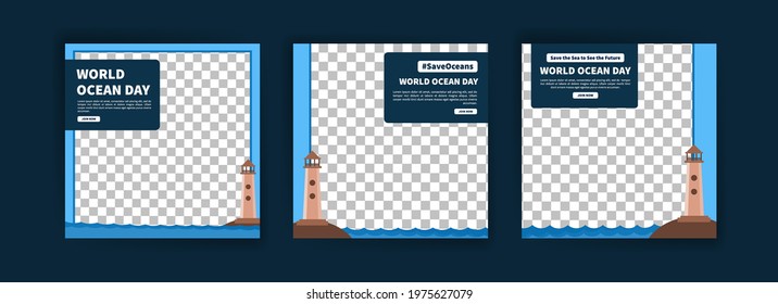 World Ocean Day. Education on the importance of protecting the oceans. Banner vector for social media ads, web ads, business messages, discount flyers and big sale banners.