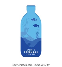 world ocean day event background with save and clean water message vector