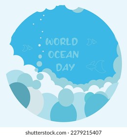 World ocean day fish on blue background