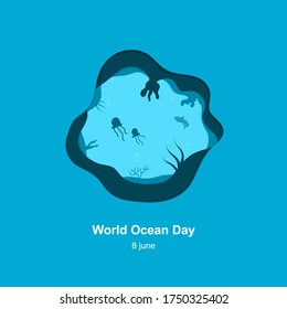 world ocean day flat illustration, to commemorate world sea day, the image in the form of eps 10 does not crash