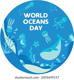 World Ocean Day Flat Illustration