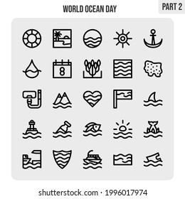 world ocean day icon outline style 