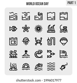 world ocean day icon outline style 