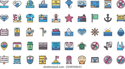 World ocean day icons High-Quality Vector Icons Collection with Editable Stroke. Ideal for Professional and Creative Projects.