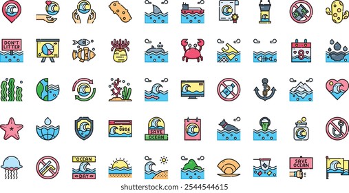 World ocean day icons .. High-Quality Vector Icons Collection with Editable Stroke. Ideal for Professional and Creative Projects.