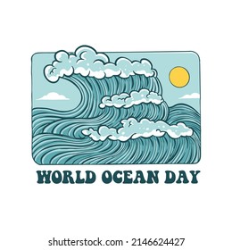 World Ocean Day Illustration Tshirt Design
