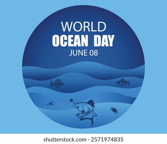 World ocean Day. June 8. Vector illustration. Holiday poster, banner, card, postcard, poster, background design.
