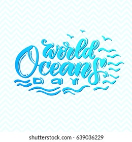 World ocean day lettering. The inscription is cut out on a white background