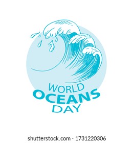 World ocean day poster concept. Beach, card.