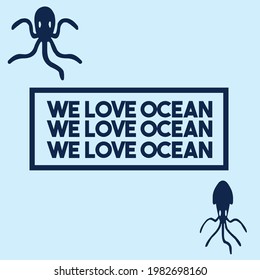 world ocean day poster with cuttlefish illustration