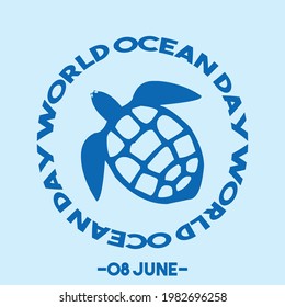 world ocean day poster with turtle illustration