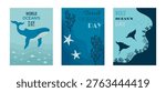 World ocean day posters set vector